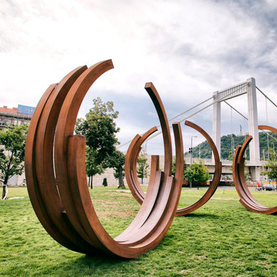 Grande metal rústico Art Sculptures de Ring Corten Steel Sculpture Abstract
