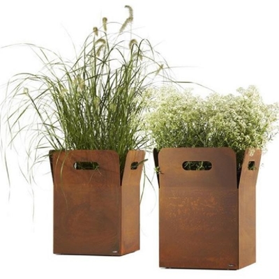 Potenciômetro natural de Rusty Color Corten Steel Planter com furos de dreno