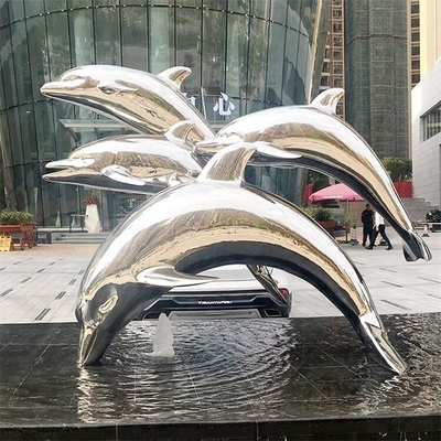 Vida animal de Fuxin - contemporâneo animal de aço inoxidável da escultura do golfinho do tamanho