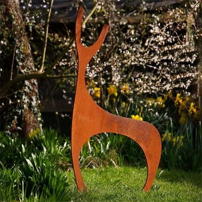 Escultura de aço contemporânea do gramado dos cervos de Rusty Metal Garden Ornaments Corten