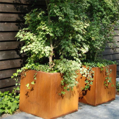 Quadrado resistente exterior Rusty Corten Steel Planter Boxes para o jardim