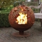 Chaminé floral rústica do globo do fogo do aço de Corten do estilo da esfera para o calefator portátil