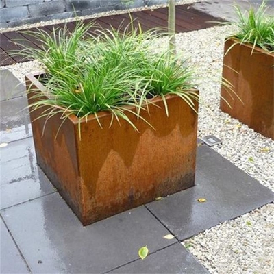 Quadrado resistente exterior Rusty Corten Steel Planter Boxes para o jardim