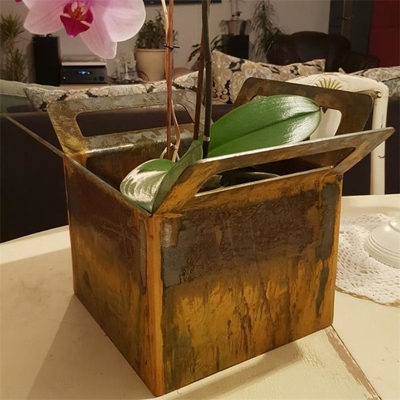 Potenciômetro natural de Rusty Color Corten Steel Planter com furos de dreno