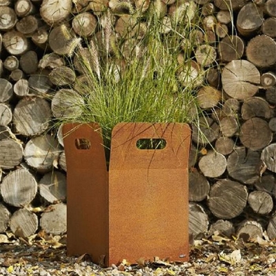 Potenciômetro natural de Rusty Color Corten Steel Planter com furos de dreno