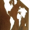 Arte da parede de Rusty Corten Metal World Map da decoração